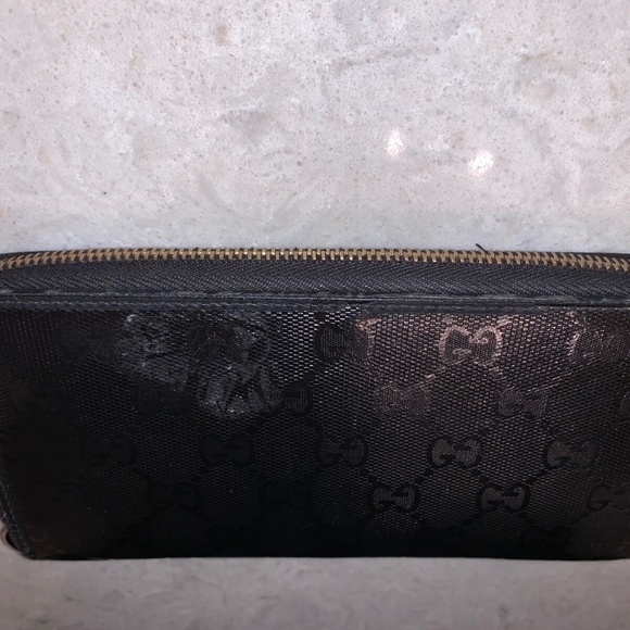 Gucci GG Imprime Zip Around Long Wallet Black PVC/Leather Authentic GUC - Picture 9 of 12